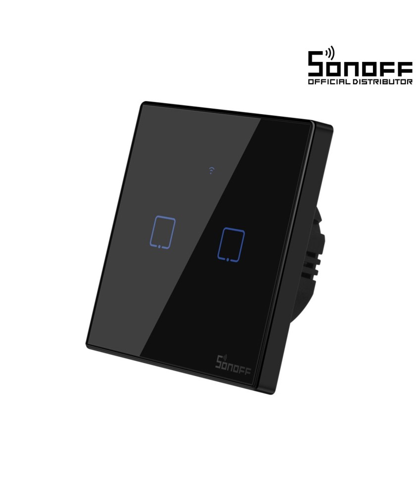 GloboStar® 80019 SONOFF T3EU2C-TX-EU-R2 - Wi-Fi Smart Wall Touch Button Switch 2 Way TX GR Series